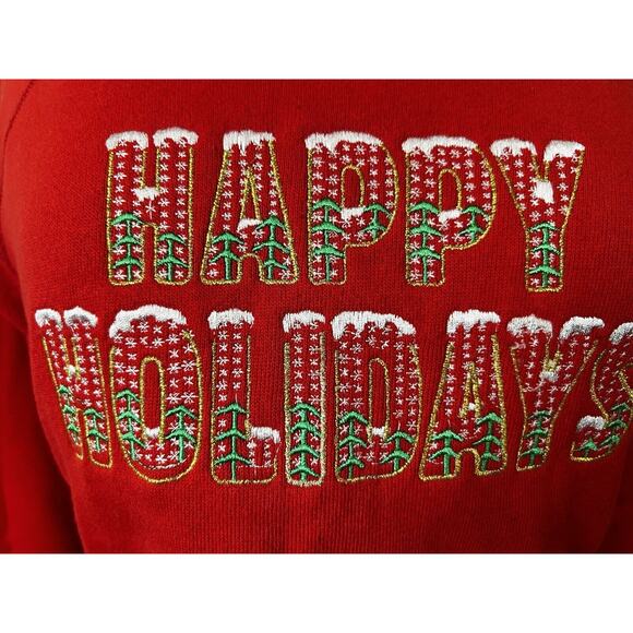 Vintage Hanes Her Way Crewneck Sweatshirt HAPPY HOLIDAYS Christmas Made In USA M - Picture 7 of 9
